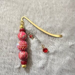 Gold Bookmark with Red Beaded Tassel